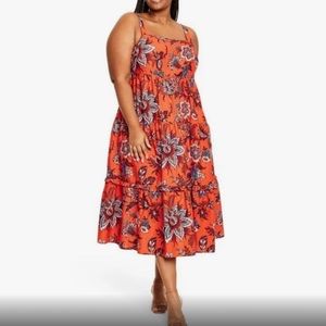 RHODE target Floral Print Long Dress orange palm size 1X